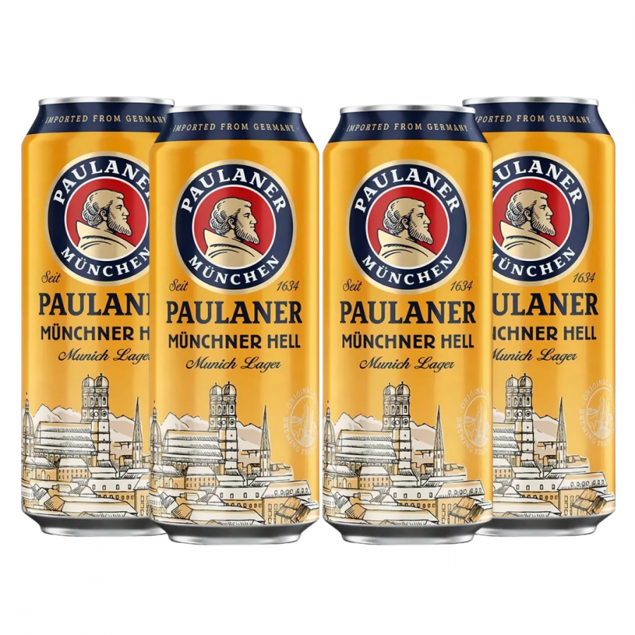 Kit 4 Un Cerveja Alemã Munchner Hell 500ml Paulaner - Lt